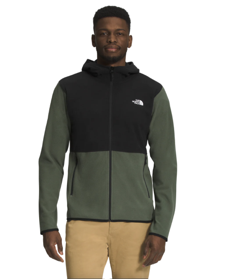 The North Face TKA Glacier Mens Full Zip Hoodie Thyme TNF Black