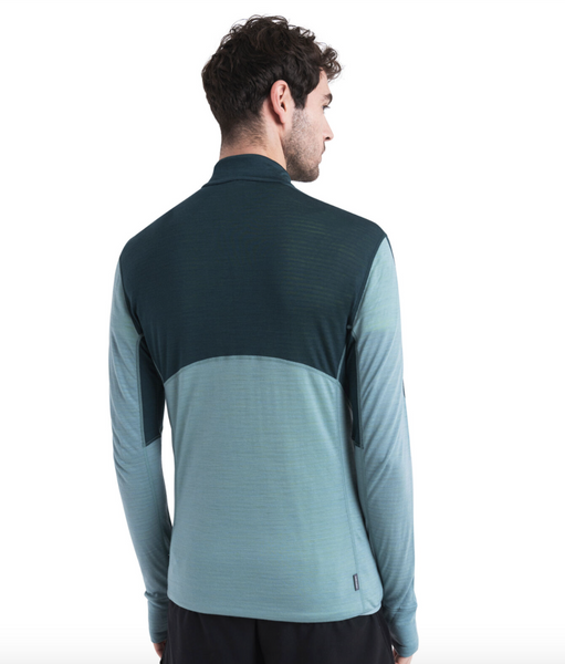 Icebreaker Mens 200 RealFleece Descender LS Half Zip Fathom Green