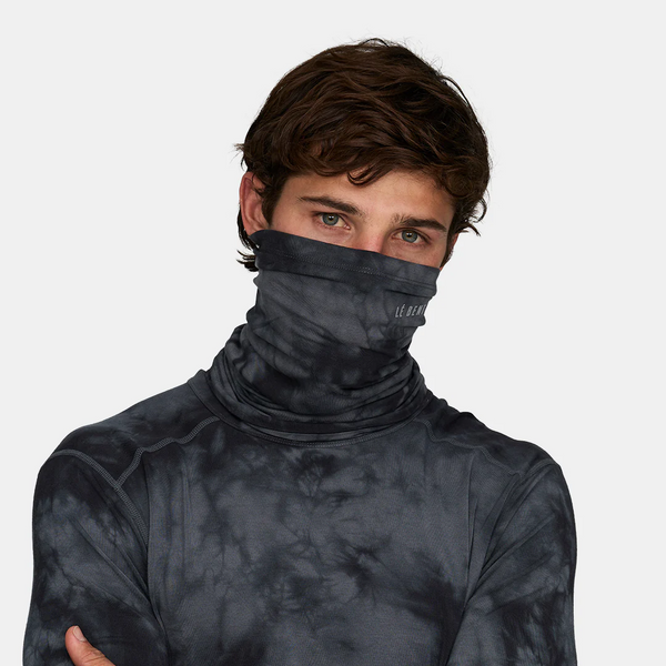 LeBent Lightweight Neck Gaiter Charcoal Tie Dye