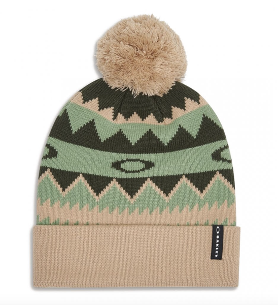 Oakley Printed Pom Beanie Green Norway Pattern