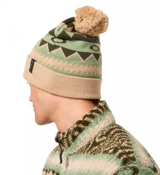 Oakley Printed Pom Beanie Green Norway Pattern