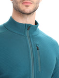 Icebreaker Mens Descender LS Zip Green Glory