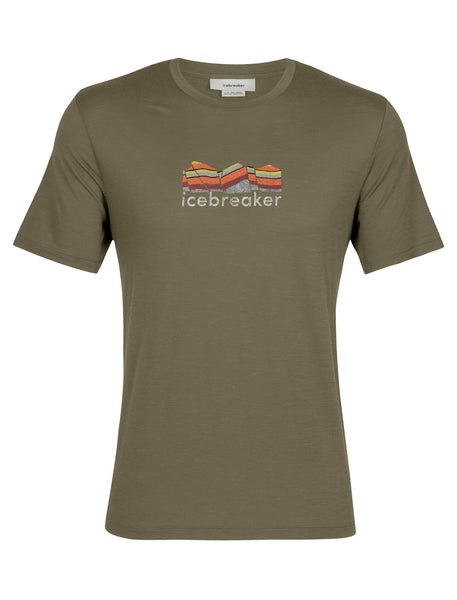 Icebreaker Mens Tech Lite II SS Tee Mountain Geology Loden