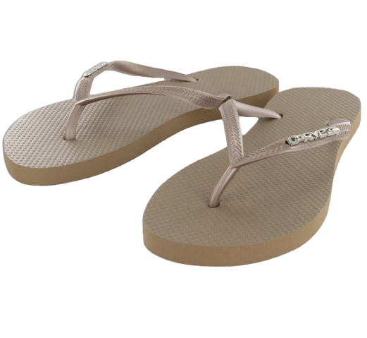 Carve Metalic Badge Womens Thongs Champagne