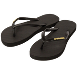 Carve Metalic Badge Womens Thongs Black/Gold