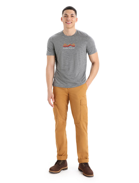 Icebreaker Mens Tech Lite II SS Tee Mountain Geology Grey Heather