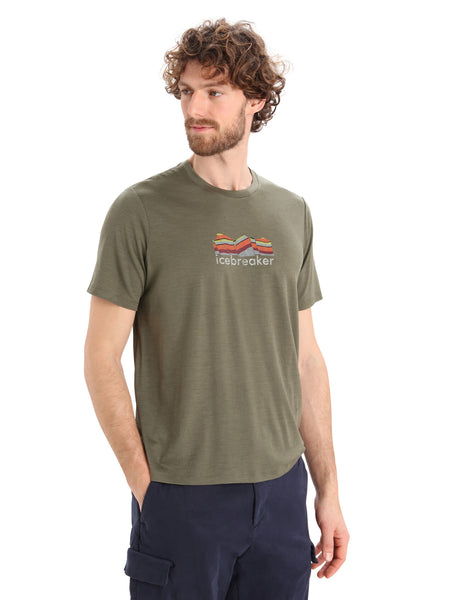 Icebreaker Mens Tech Lite II SS Tee Mountain Geology Loden