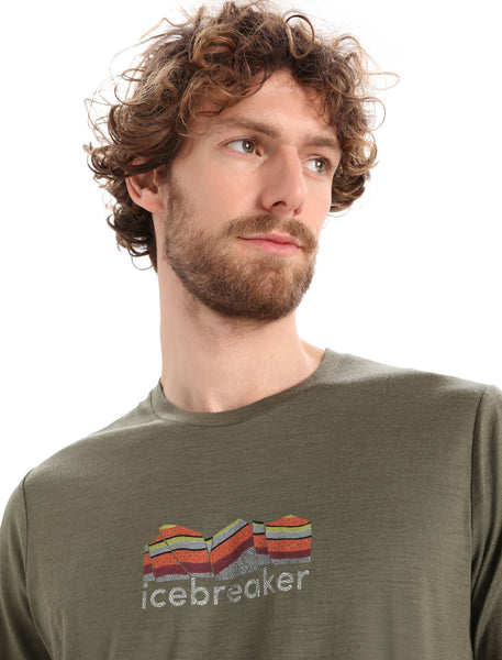 Icebreaker Mens Tech Lite II SS Tee Mountain Geology Loden