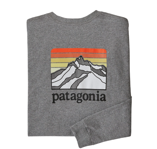 Patagonia Mens LS Line Logo Ridge Responsibili-Tee Gravel Heather