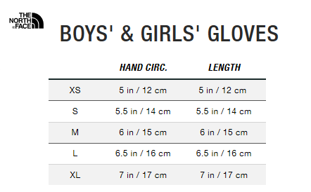North face childrens sizes sales
