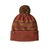 Patagonia Powder Town Beanie Park Stripe Knit: Spanish Red