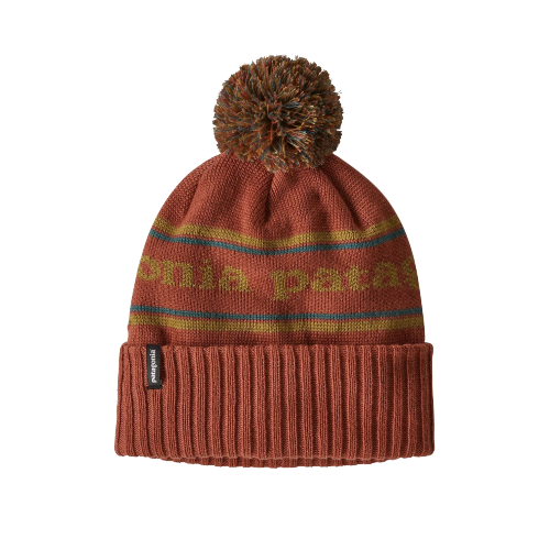 Patagonia Powder Town Beanie Park Stripe Knit: Spanish Red