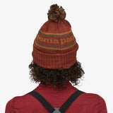 Patagonia Powder Town Beanie Park Stripe Knit: Spanish Red